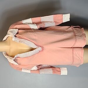 Free People We The Free Clean Prep Polo Pullover Top Oversized Striped Collared